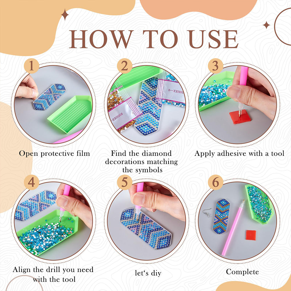 8 Pairs Double Sided Diamond Painting DIY Earring Making Kit for Women Girls (4)