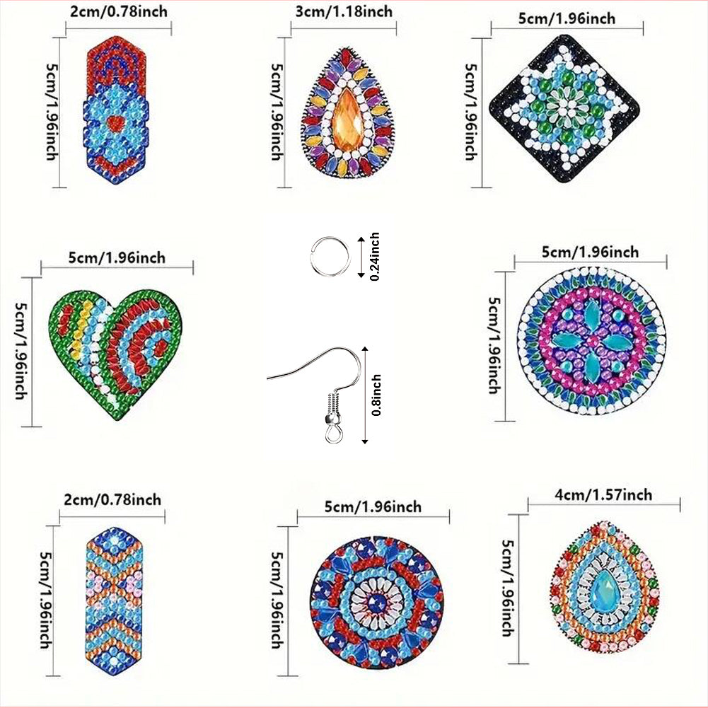 8 Pairs Double Sided Diamond Painting DIY Earring Making Kit for Women Girls (4)