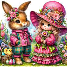Load image into Gallery viewer, Diamond Painting - Full Round - easter flowers bunny (30*30CM)
