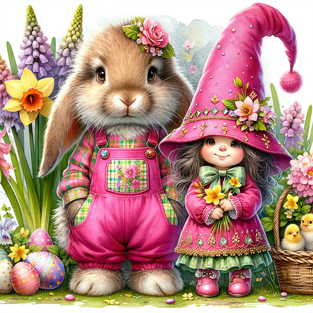 Diamond Painting - Full Round - easter flowers bunny (30*30CM)