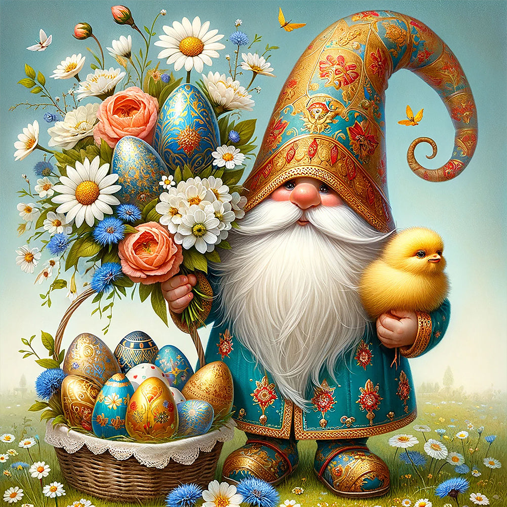 Diamond Painting - Full Round - easter flower gnome (30*30CM)