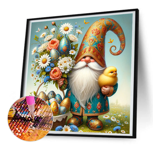 Diamond Painting - Full Round - easter flower gnome (30*30CM)