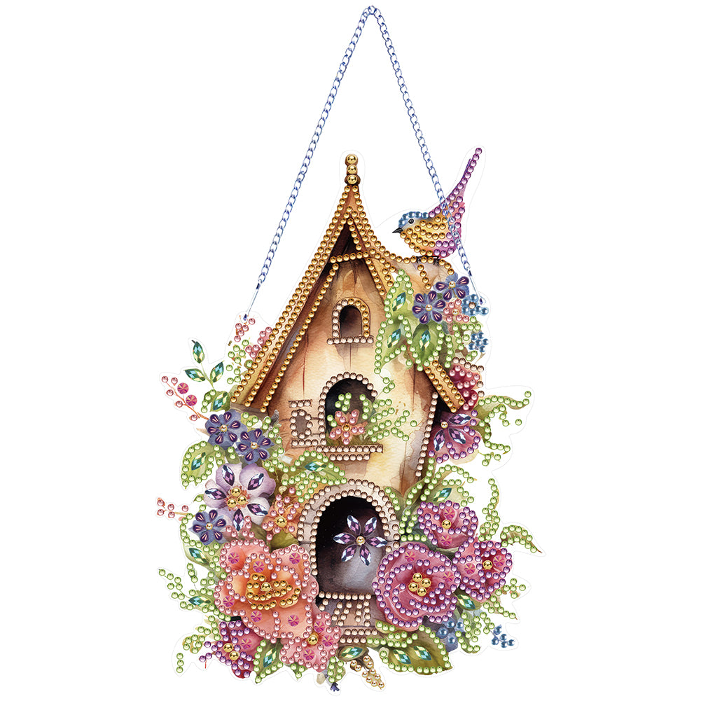 Acrylic Single Side Flower Birdcage Diamond Painting Hanging Pendant Home Decor