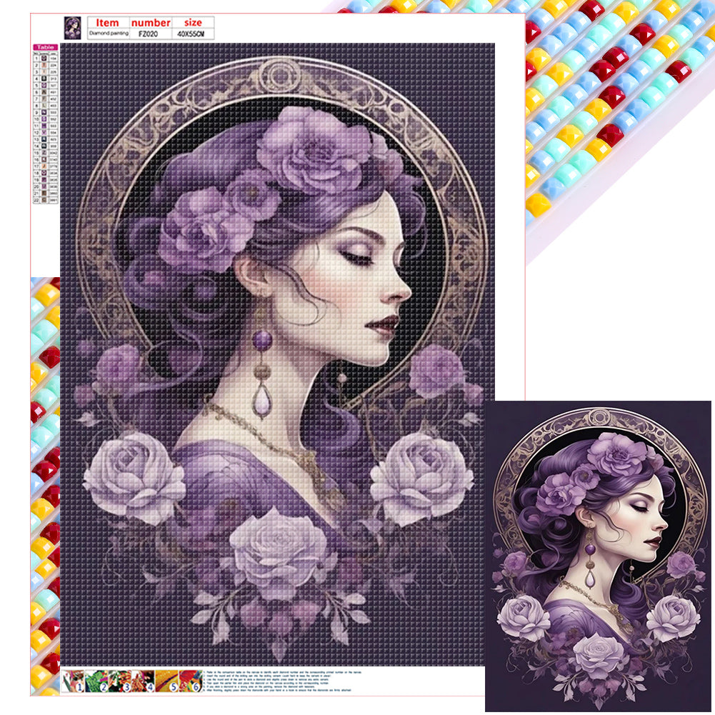 Diamond Painting - Full Square - purple flower woman (40*55CM)