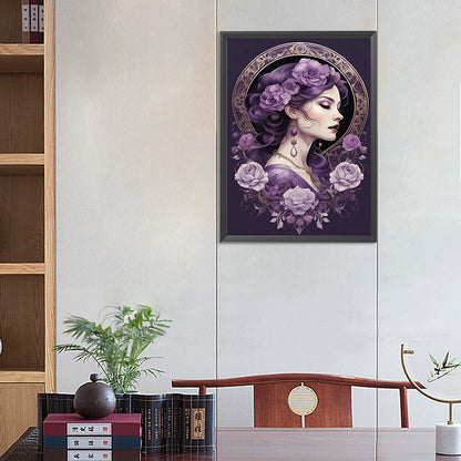 Diamond Painting - Full Square - purple flower woman (40*55CM)