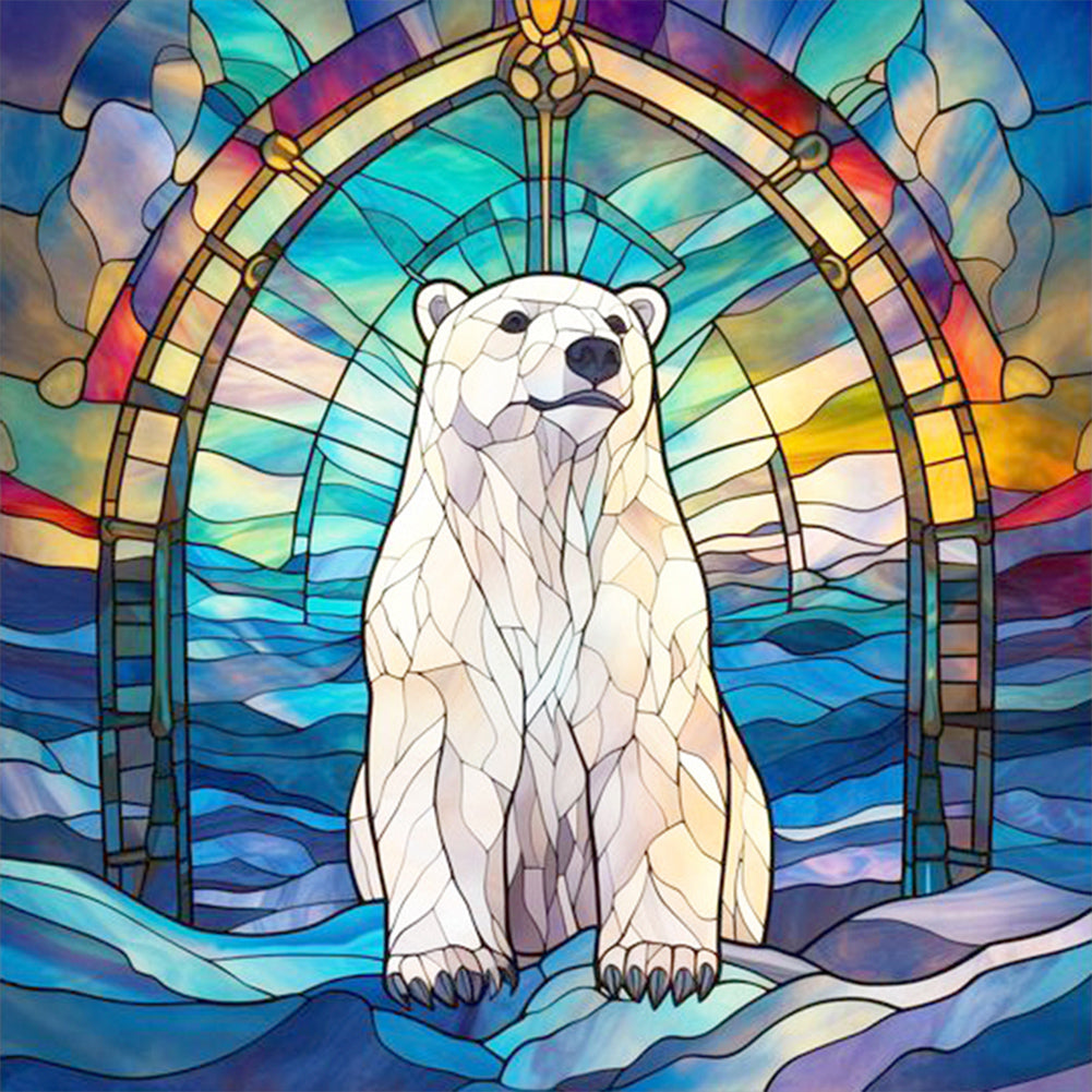 Diamond Painting - Full Round - polar polar bear glass art (30*30CM)