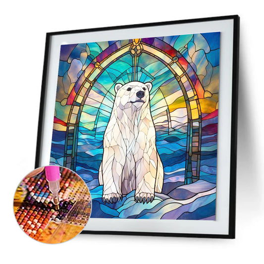 Diamond Painting - Full Round - polar polar bear glass art (30*30CM)