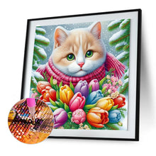 Load image into Gallery viewer, Diamond Painting - Full Round - Flower and scarf kitten (30*30CM)
