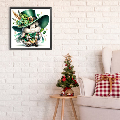 Diamond Painting - Full Round - Little White Rabbit and Lucky Horseshoe (30*30CM)