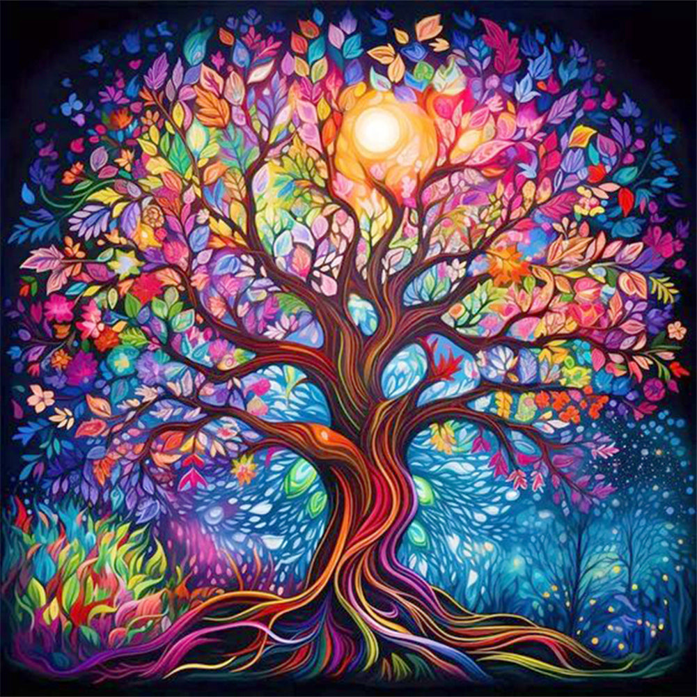 Diamond Painting - Full Round - colorful tree of life (30*30CM)