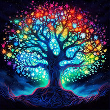 Load image into Gallery viewer, Diamond Painting - Full Round - Colorful tree of life at night (30*30CM)
