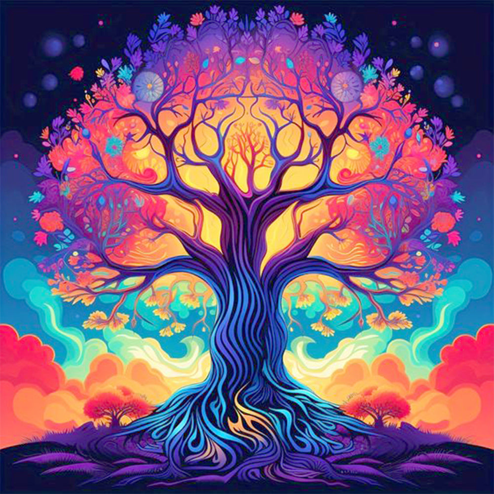 Diamond Painting - Full Round - Magic colorful tree of life (30*30CM)