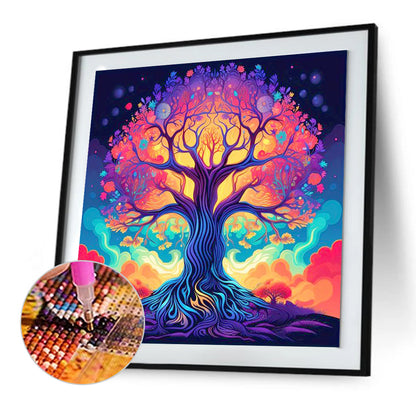 Diamond Painting - Full Round - Magic colorful tree of life (30*30CM)