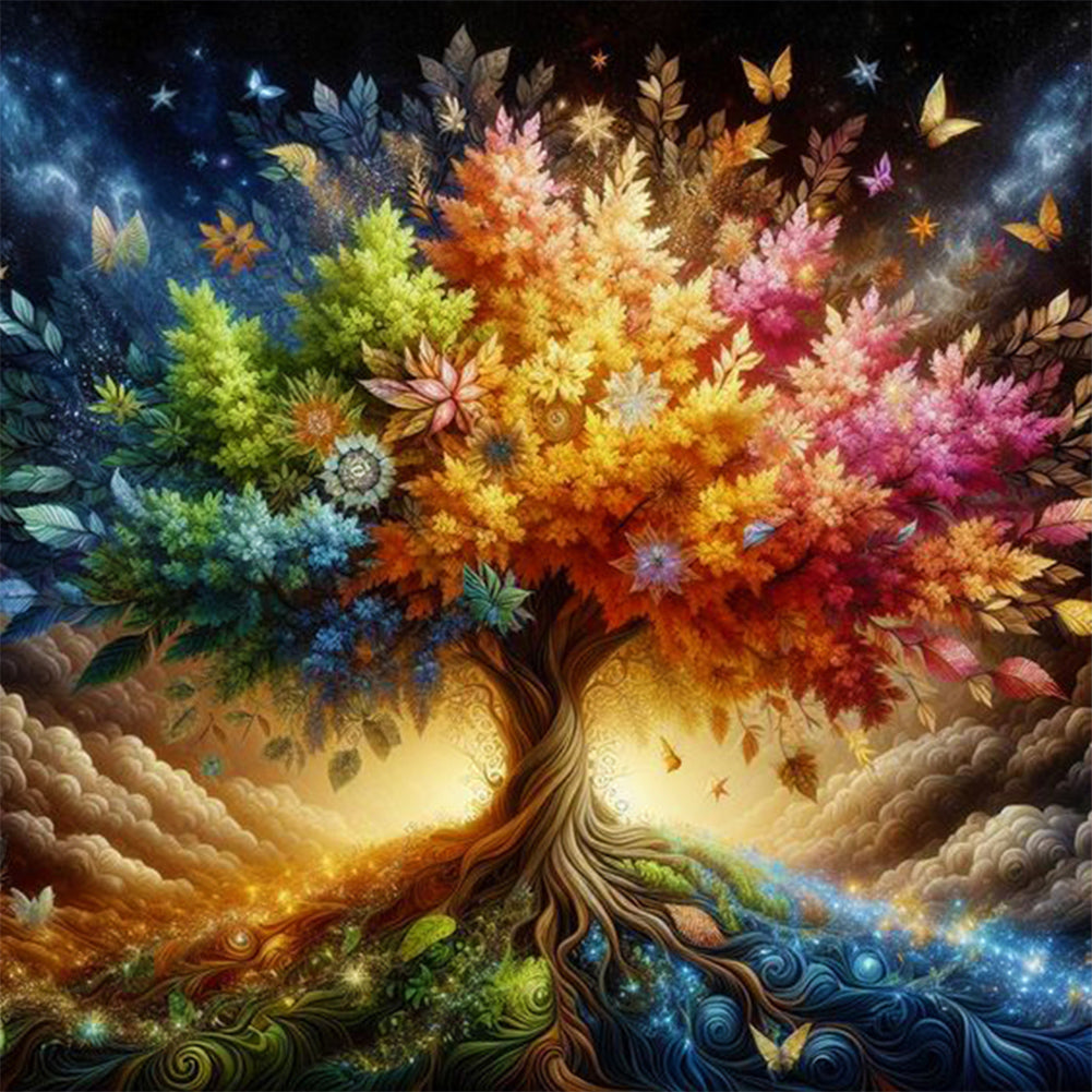Diamond Painting - Full Round - four seasons tree of life (30*30CM)