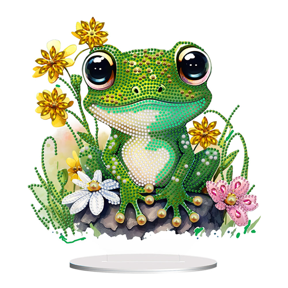 Special Shaped Desktop Diamond Art Kits Single-Side Frog Flower for Office Decor