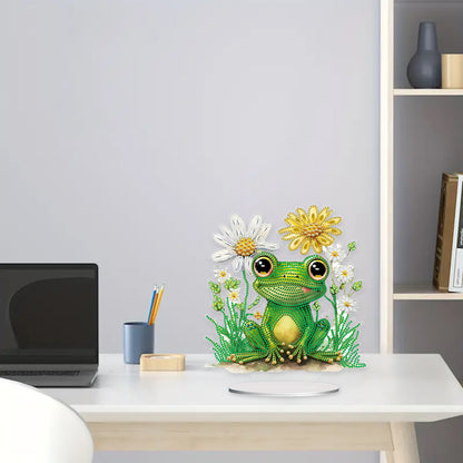 Special Shaped Desktop Diamond Art Kits Single-Side Frog Flower for Office Decor