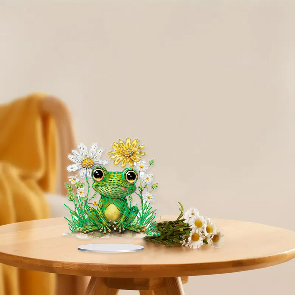 Special Shaped Desktop Diamond Art Kits Single-Side Frog Flower for Office Decor