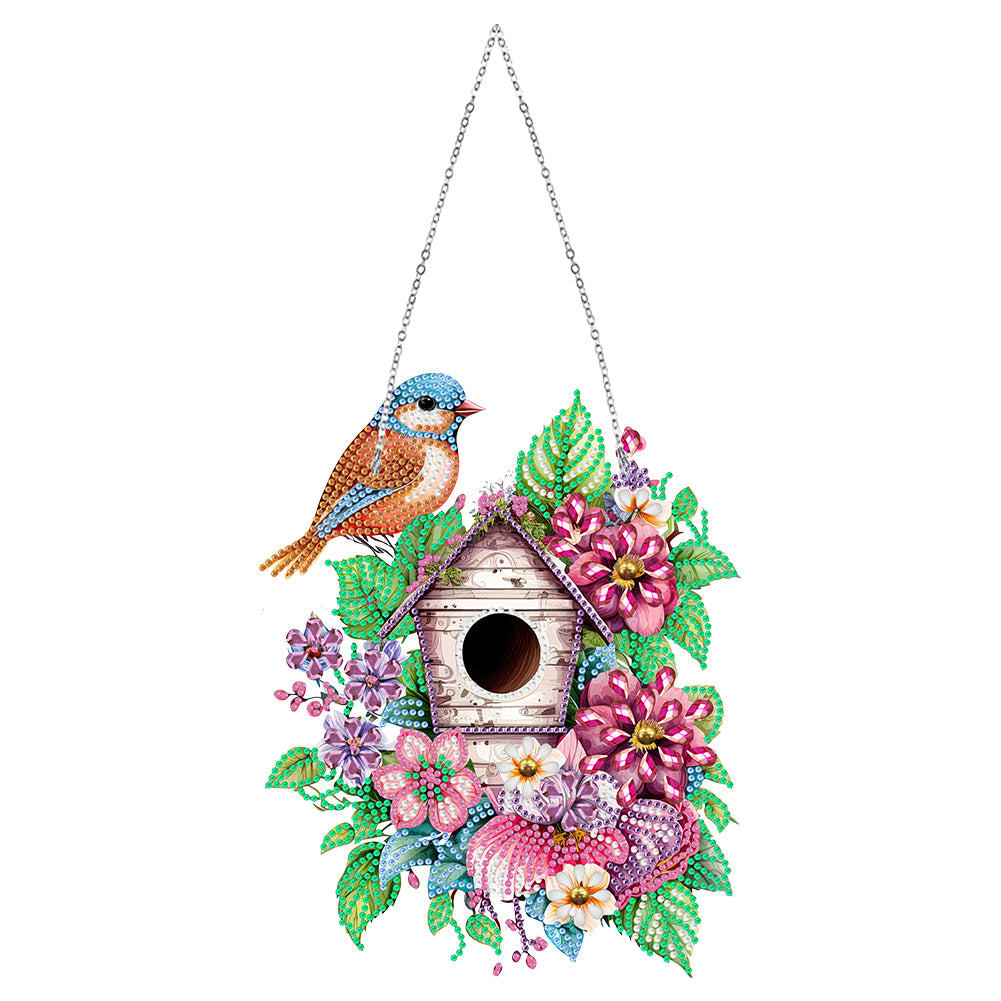 Single Side 5D Bird Cage Bee Ladybird Diamond Painting Dots Pendant Wall Decor