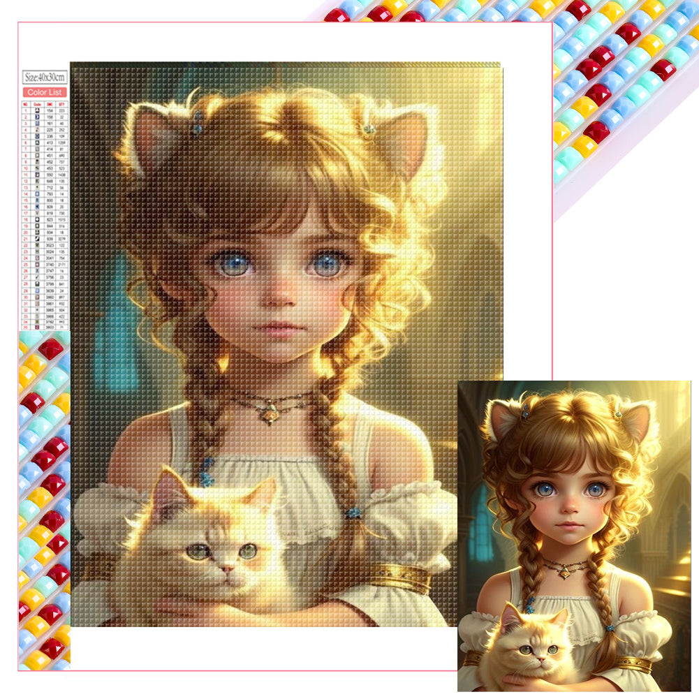 Diamond Painting - Full Square - deer girl (30*40CM)