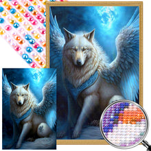 Load image into Gallery viewer, AB Diamond Painting - Full Round - white wolf with wings (40*60CM)
