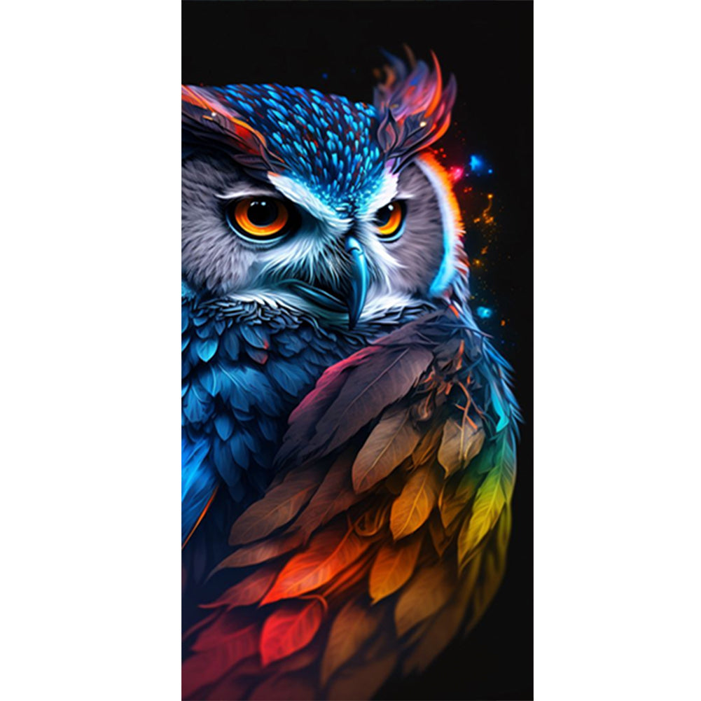 AB Diamond Painting - Full Round - Fluorescent colorful owl (40*90CM)