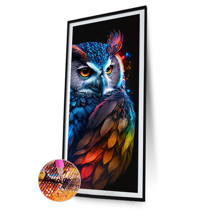 AB Diamond Painting - Full Round - Fluorescent colorful owl (40*90CM)