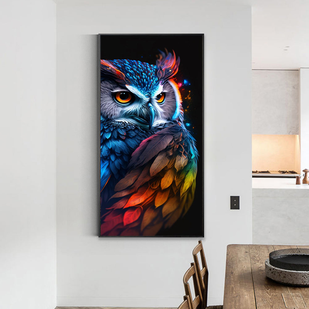 AB Diamond Painting - Full Round - Fluorescent colorful owl (40*90CM)