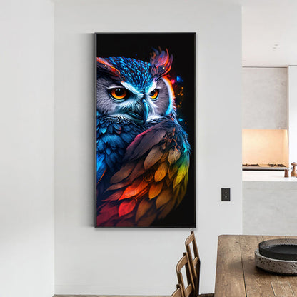 AB Diamond Painting - Full Round - Fluorescent colorful owl (40*90CM)