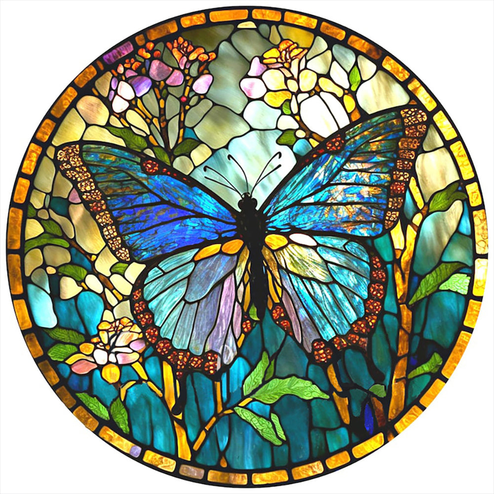 Diamond Painting - Full Round - glass art butterfly (40*40CM)