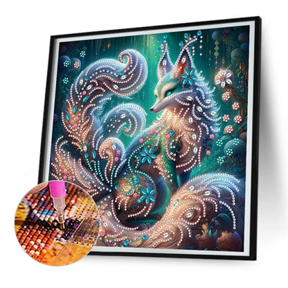 Diamond Painting - Partial Special Shaped - green eyed fox (30*30CM)