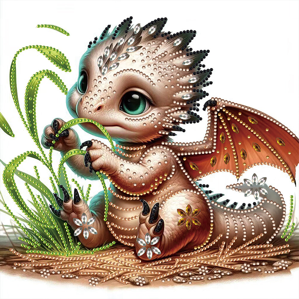 Diamond Painting - Partial Special Shaped - little flying dragon (30*30CM)