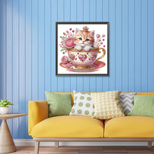 Load image into Gallery viewer, Diamond Painting - Partial Special Shaped - white cup kitten (30*30CM)

