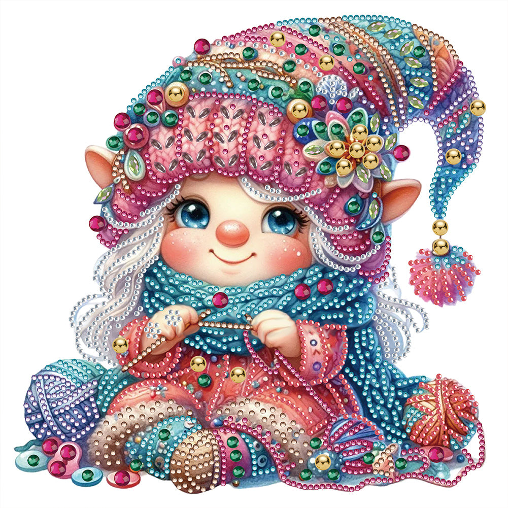 Diamond Painting - Partial Special Shaped - The knitting gnome (30*30CM)