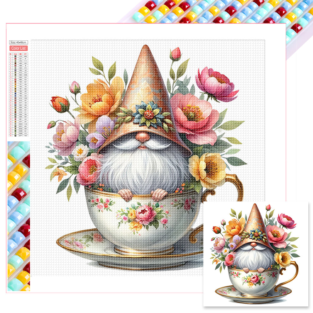 Diamond Painting - Full Square - Flower Teacup Gnome (40*40CM)