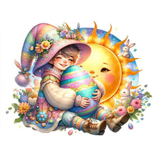 Load image into Gallery viewer, AB Diamond Painting - Full Round - Easter boy with colored eggs (40*30CM)
