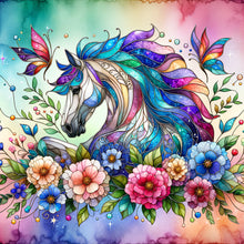 Load image into Gallery viewer, Diamond Painting - Full Round - flower unicorn (30*30CM)
