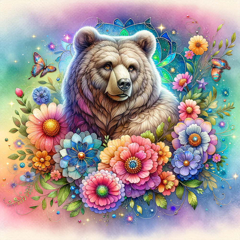 Diamond Painting - Full Round - flower bear (30*30CM)