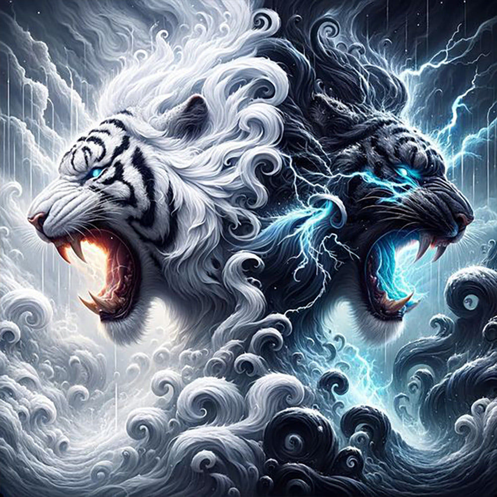 Diamond Painting - Full Round - Black and white cloud mythical beast (30*30CM)