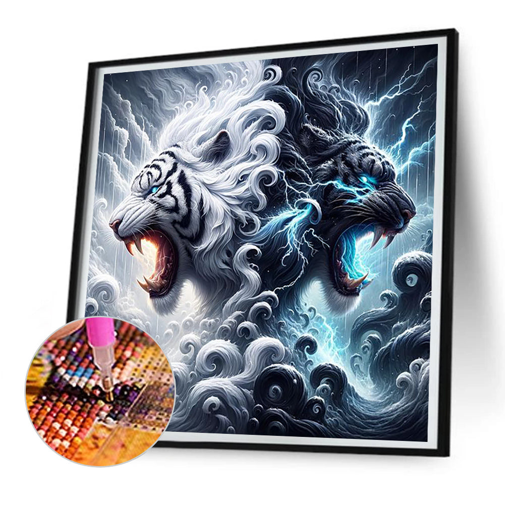 Diamond Painting - Full Round - Black and white cloud mythical beast (30*30CM)