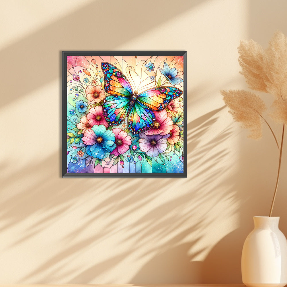 Diamond Painting - Full Round - flowers butterflies (30*30CM)