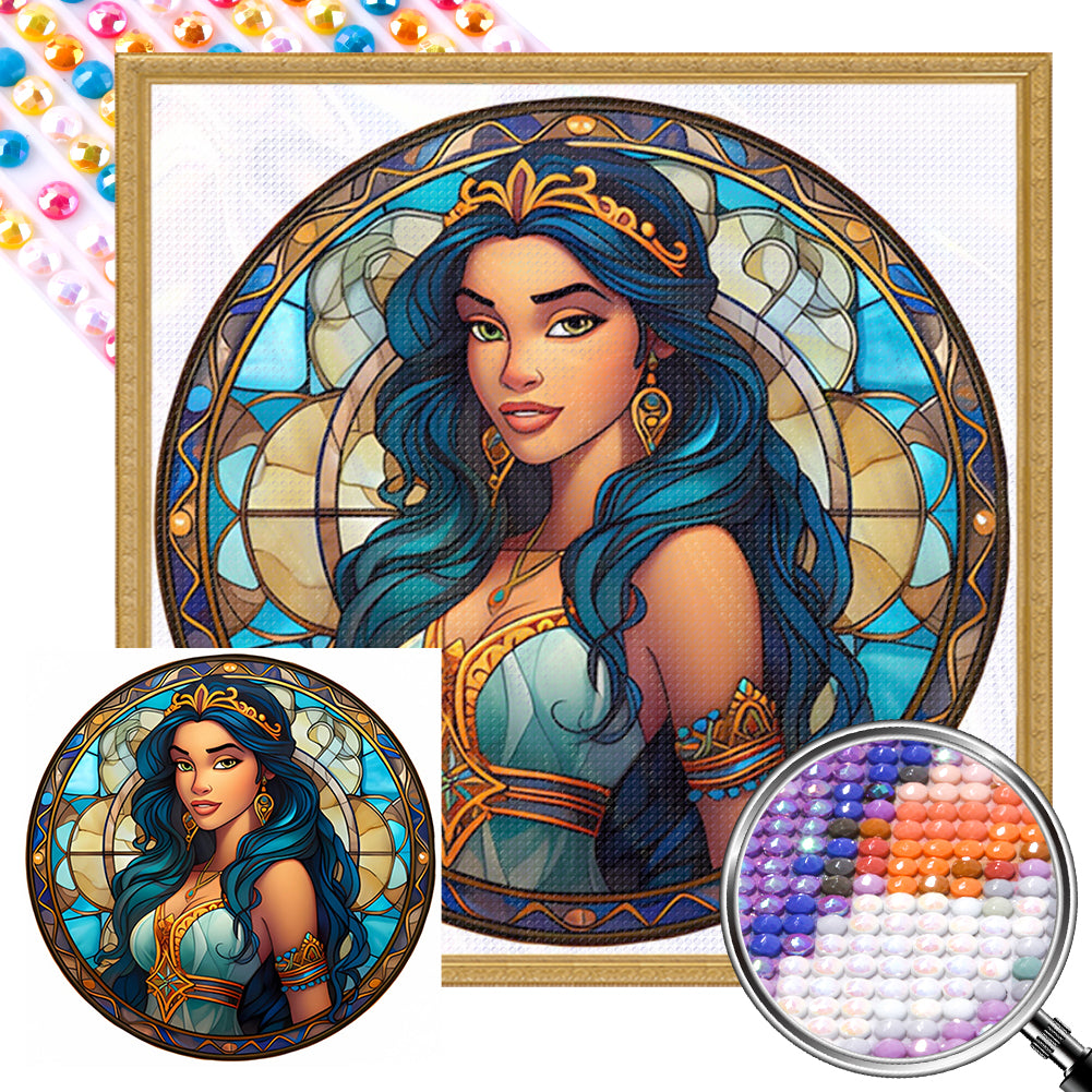 AB Diamond Painting - Full Round - Glass Art Disney Princess-Princess Jasmine (40*40CM)