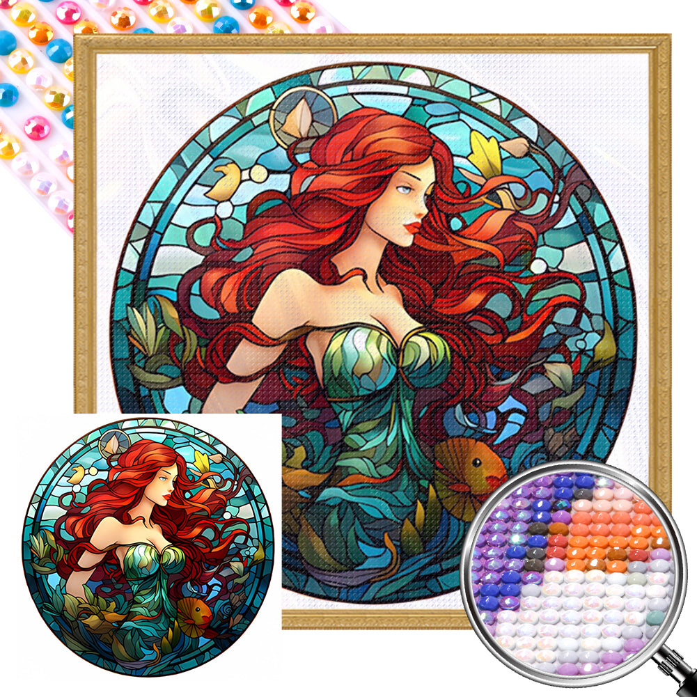 AB Diamond Painting - Full Round - Glass Art Disney Princess-Mermaid Princess (40*40CM)