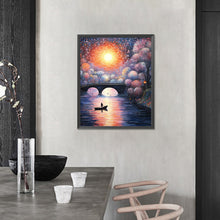Load image into Gallery viewer, AB Diamond Painting - Full Round - Small bridge at sunset and flowing water (40*50CM)
