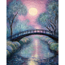 Load image into Gallery viewer, AB Diamond Painting - Full Round - Small bridge at sunset and flowing water (40*50CM)
