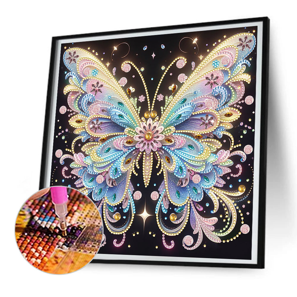 Diamond Painting - Partial Special Shaped - colorful butterfly (30*30CM)