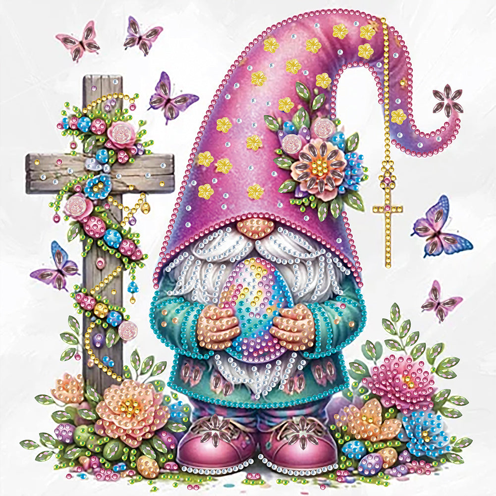 Diamond Painting - Partial Special Shaped - easter cross gnome (30*30CM)