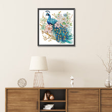 Load image into Gallery viewer, Diamond Painting - Partial Special Shaped - Flower branch peacock (30*30CM)
