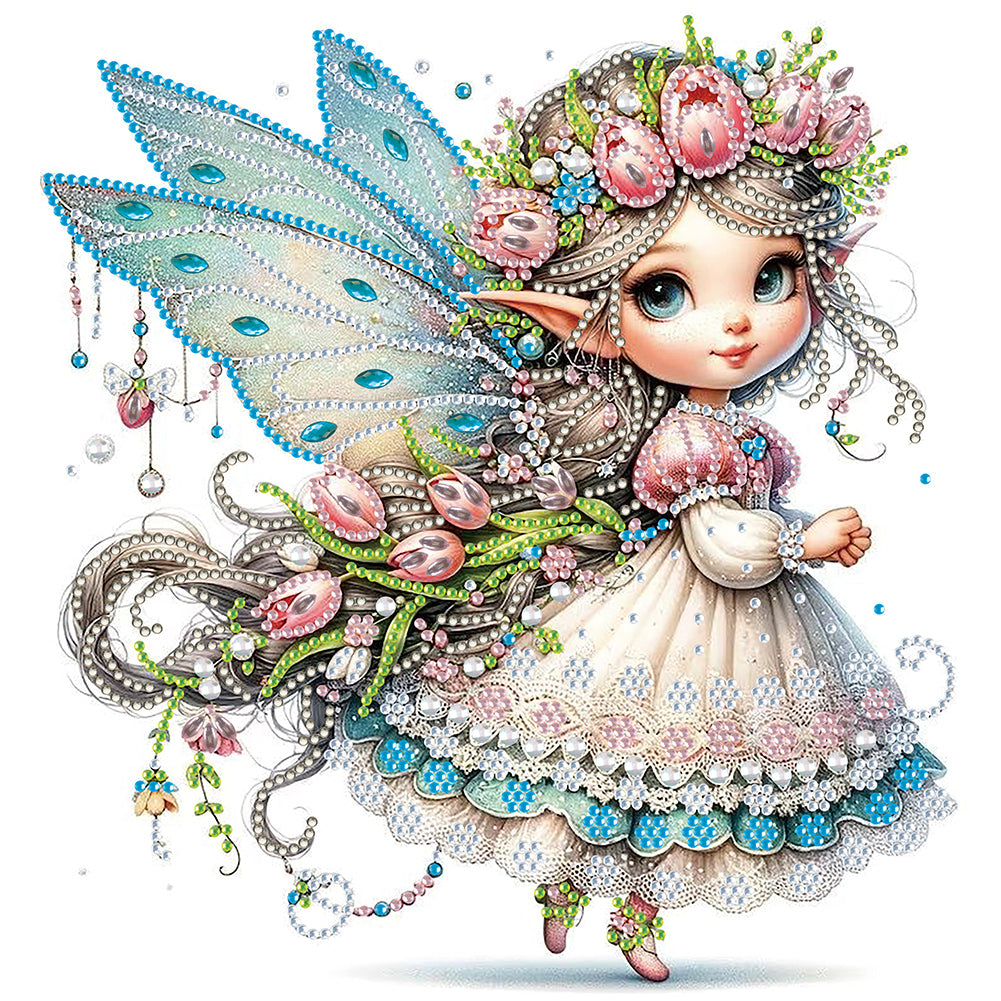 Diamond Painting - Partial Special Shaped - tulip elf girl (30*30CM)