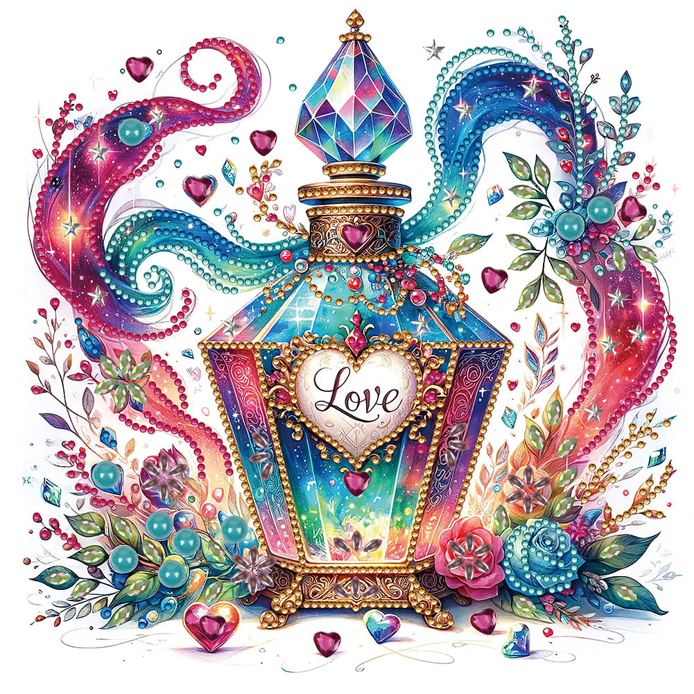 Diamond Painting - Partial Special Shaped - Colorful floral perfume (30*30CM)