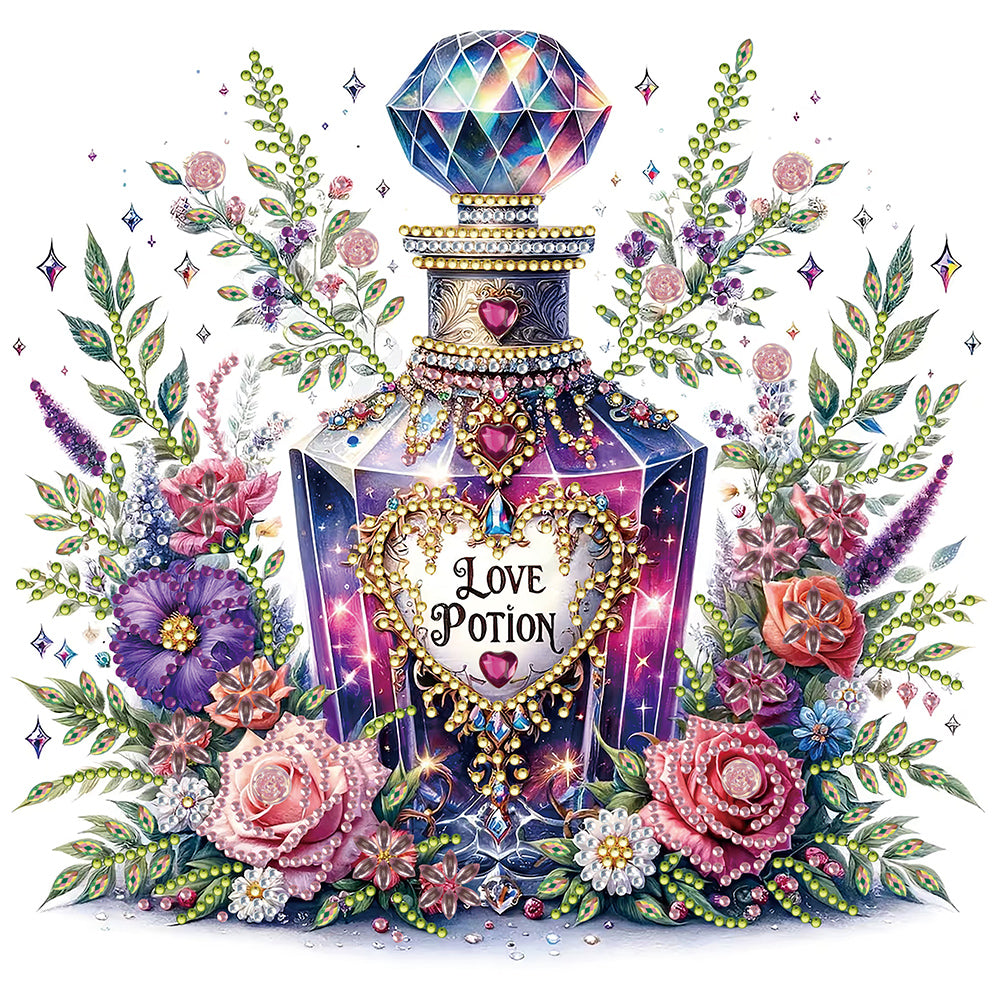 Diamond Painting - Partial Special Shaped - purple floral perfume (30*30CM)
